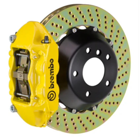 Brembo 12-17 M5 (F10) Rear GT BBK 4 Piston Cast 380x28 2pc Rotor Drilled- Yellow