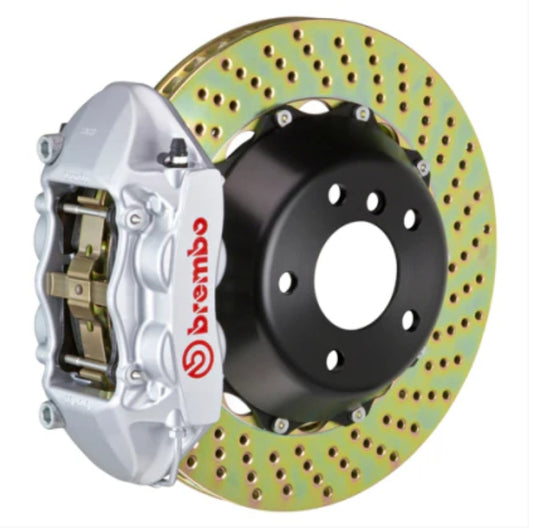 Brembo 12-17 M5 (F10) Rear GT BBK 4 Piston Cast 380x28 2pc Rotor Drilled-Silver